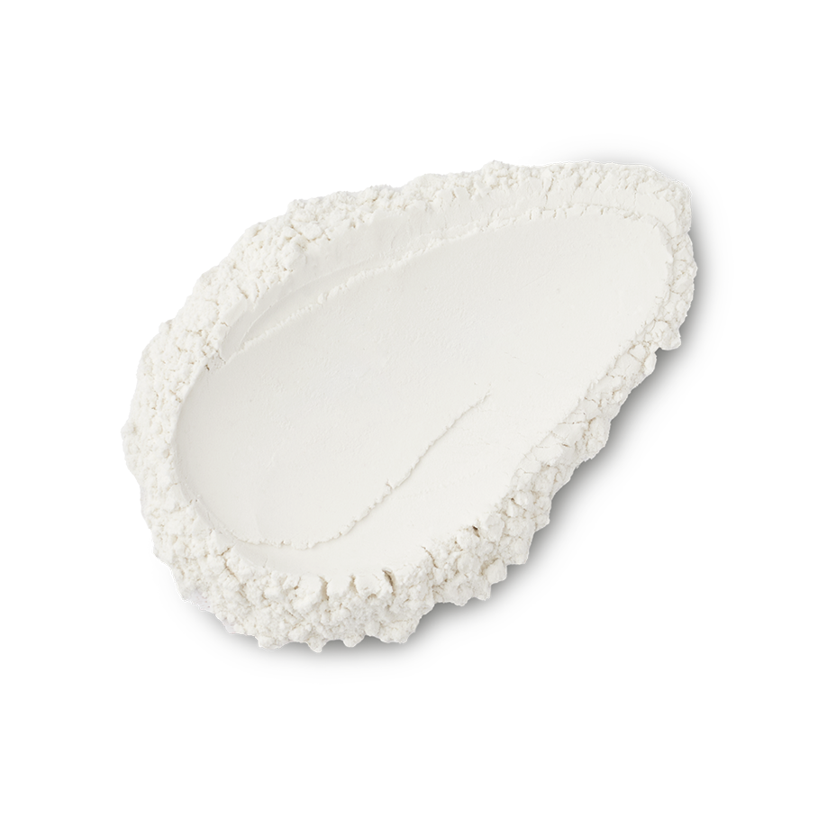 Silky Underwear. A neatly smudged swatch of ultra-fine, white dusting powder.