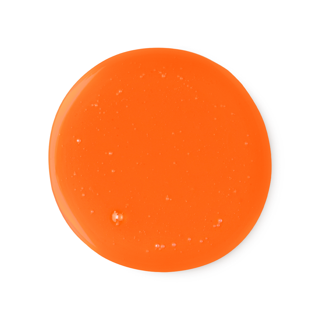 A sample of vibrant orange The Olive Branch shower gel.